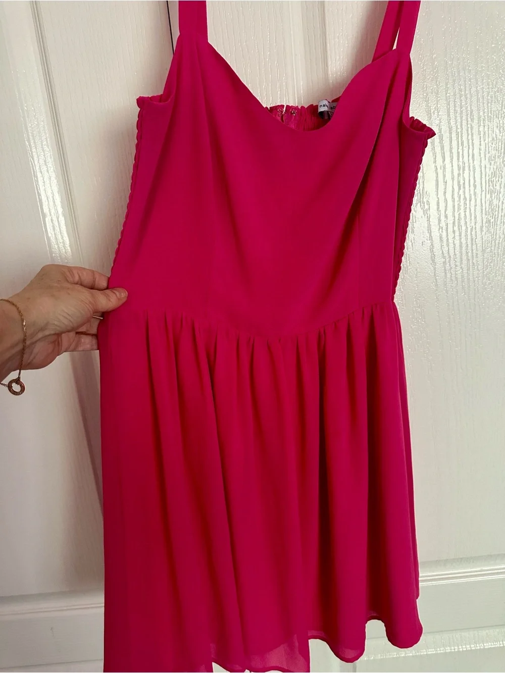 Naked Zebra Pink Chiffon Smocked Fit & Flare Dress Size L
